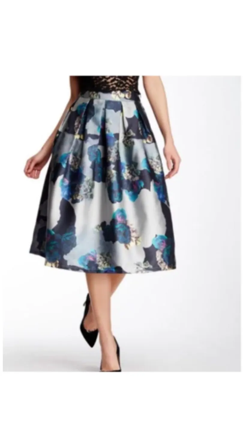 Asilio High Waisted Full Floral Garden Party Tea Skirt