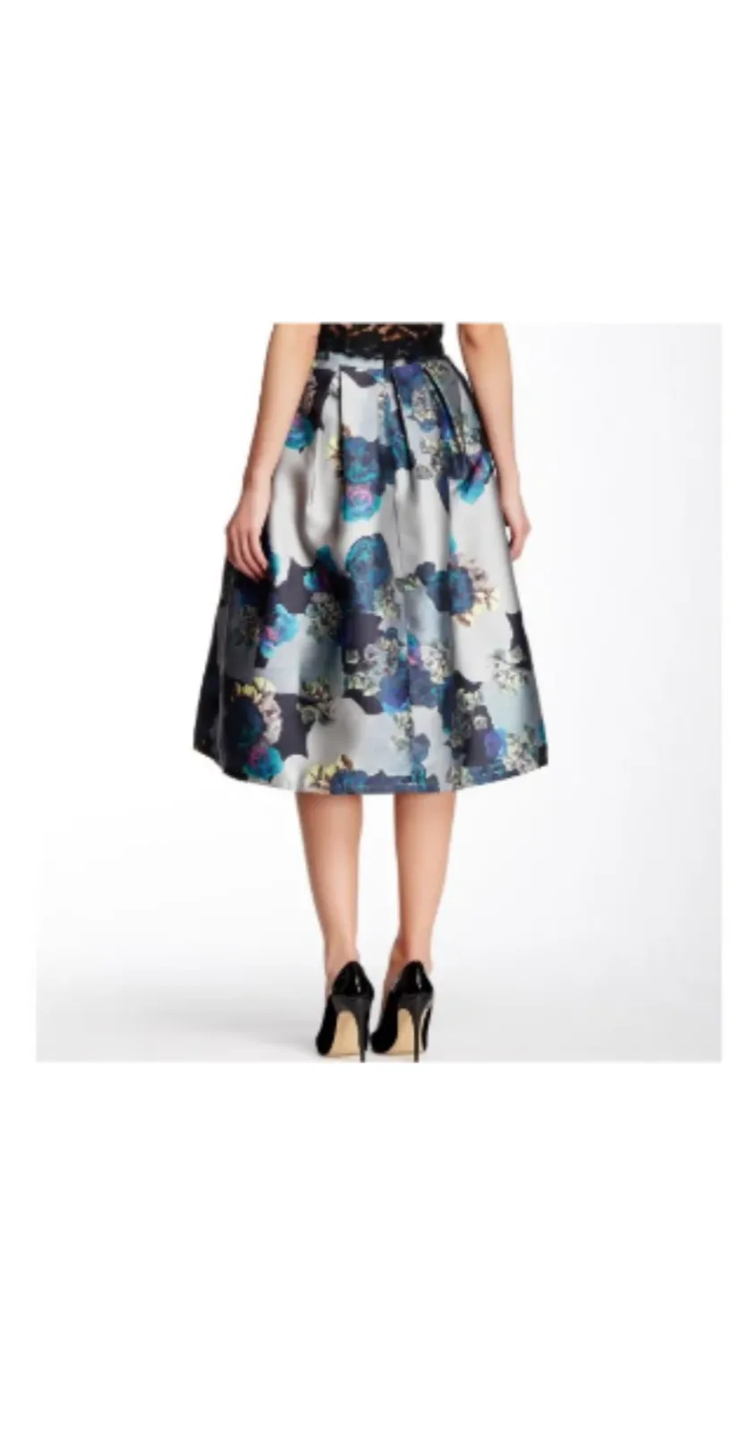 Asilio High Waisted Full Floral Garden Party Tea Skirt