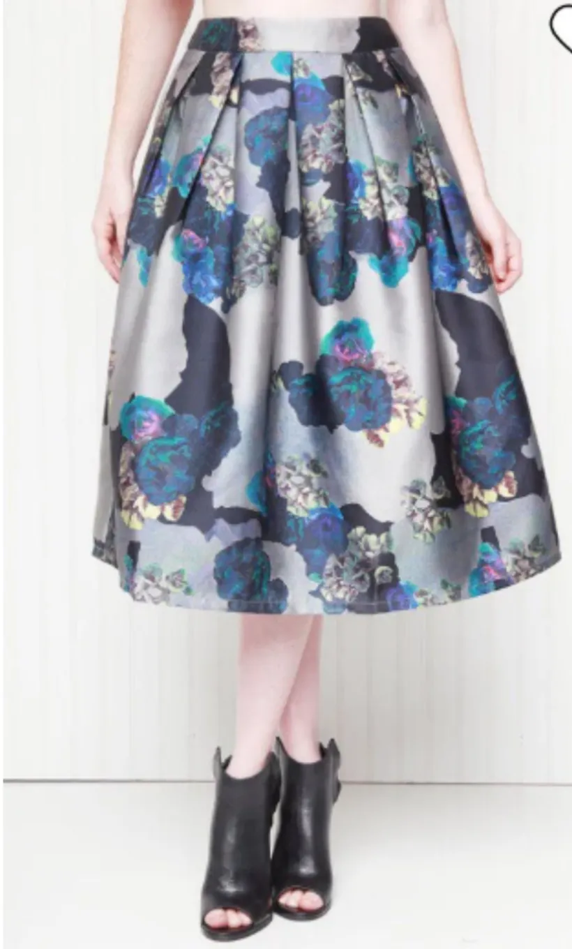 Asilio High Waisted Full Floral Garden Party Tea Skirt