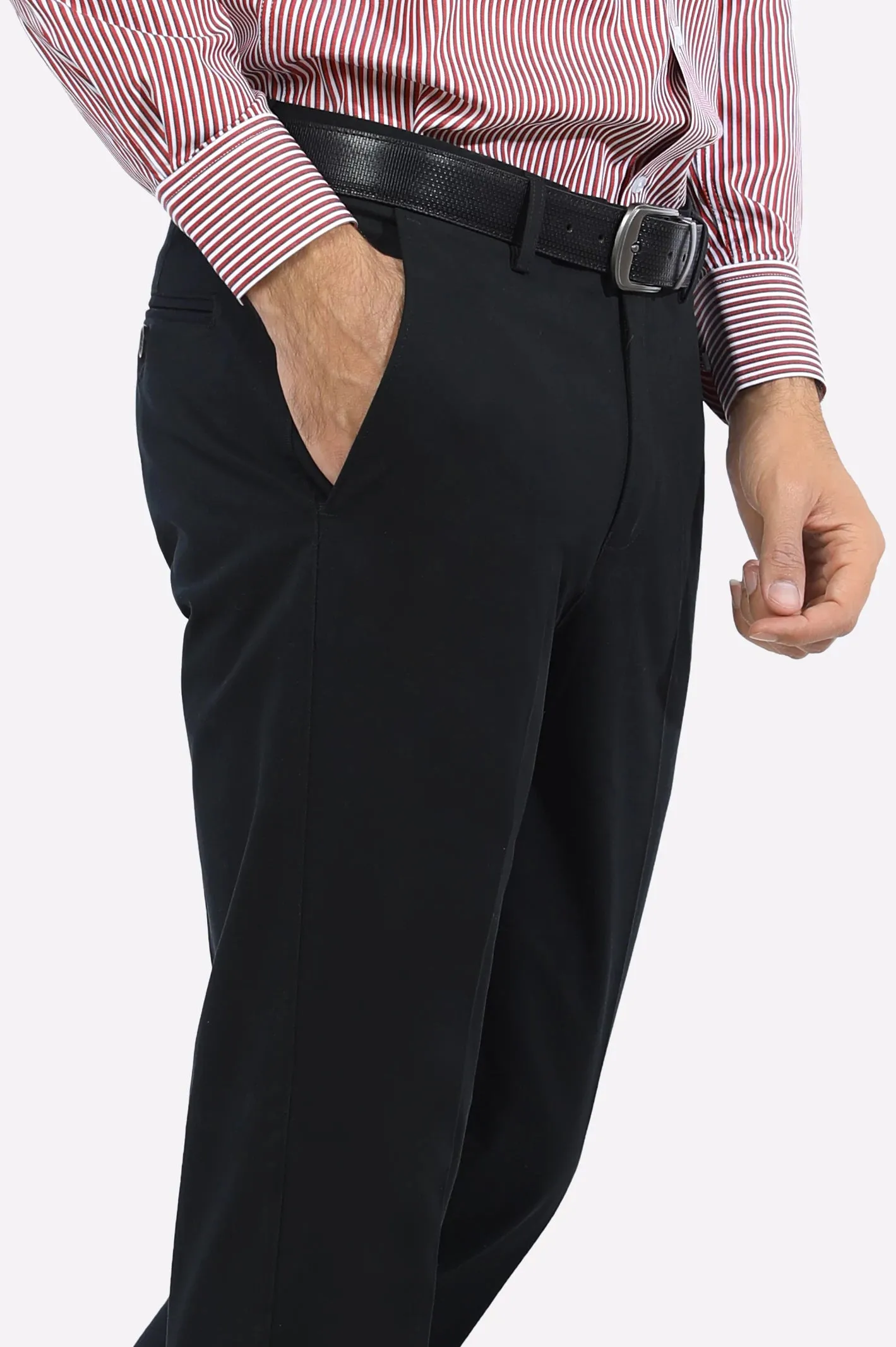 Black Regular Fit Cotton Trouser