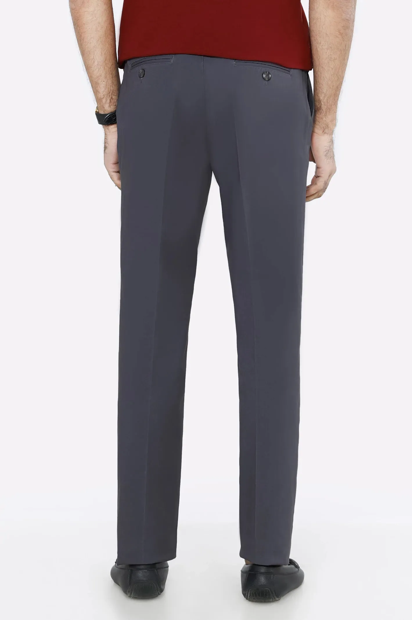 Dark Grey Regular Fit Cotton Trouser
