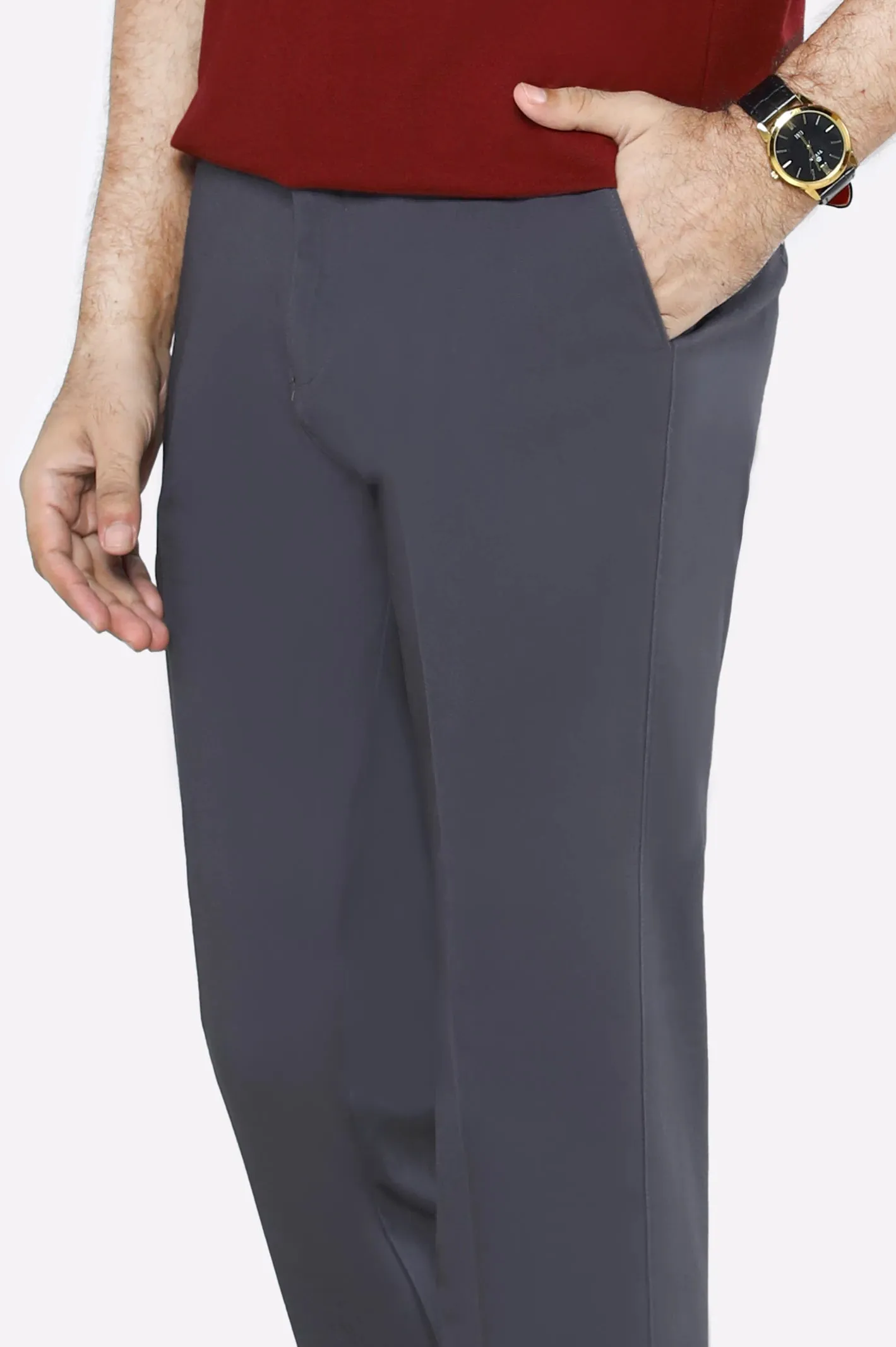 Dark Grey Regular Fit Cotton Trouser