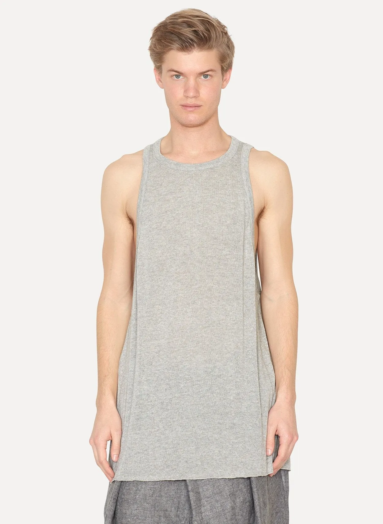 Grey Viscose Linen Over Tank