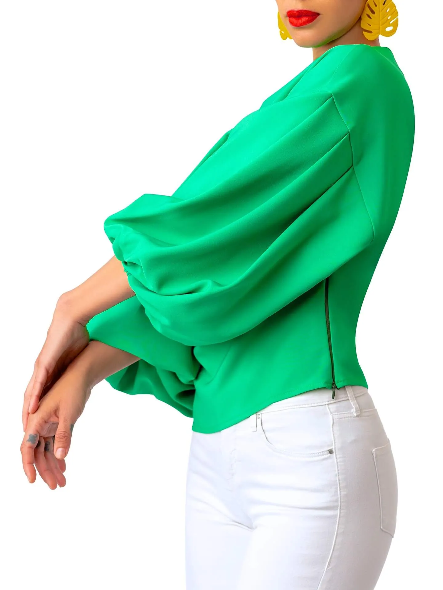 “Kóre” Jade Billow Sleeve Top