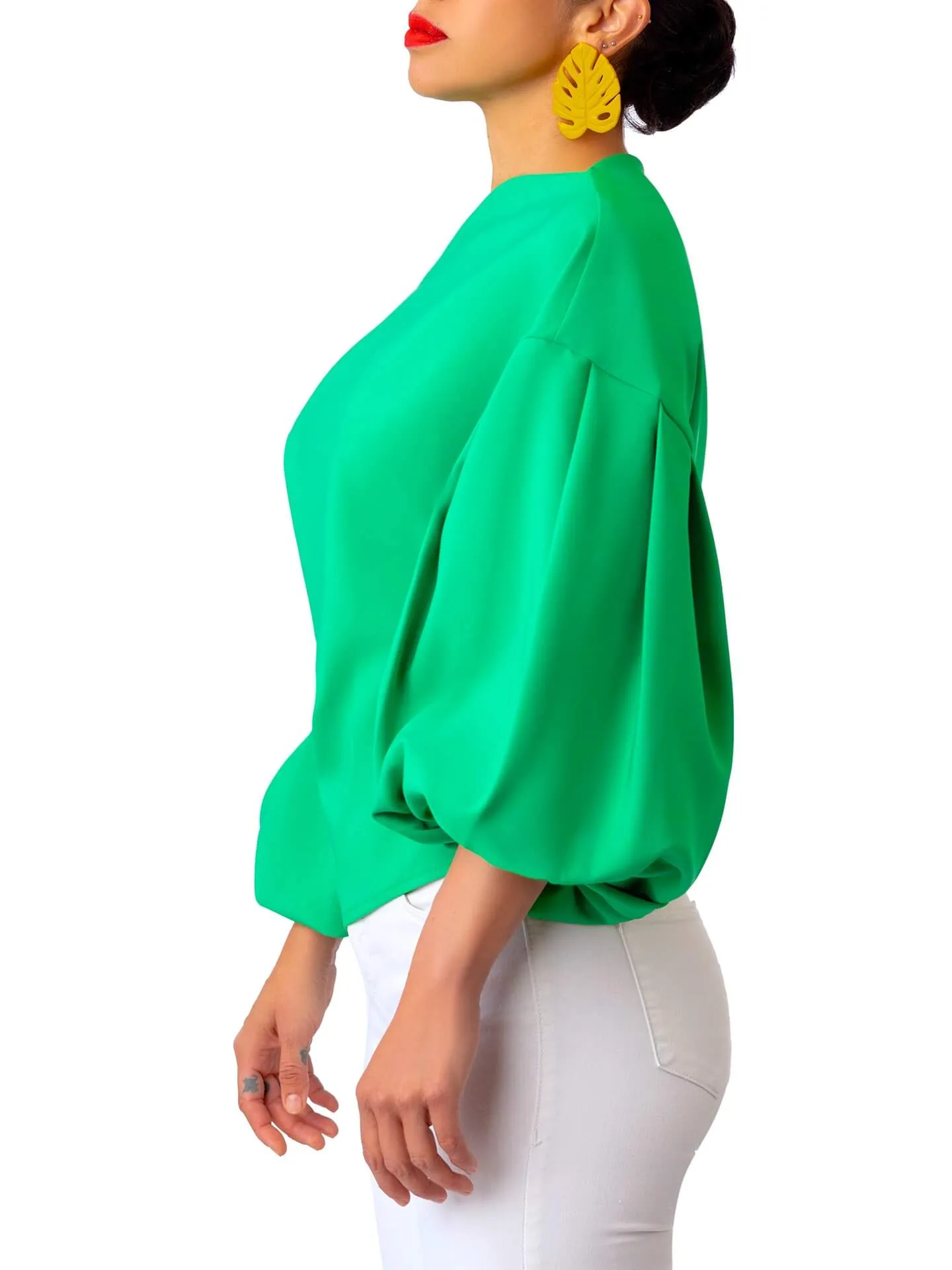 “Kóre” Jade Billow Sleeve Top