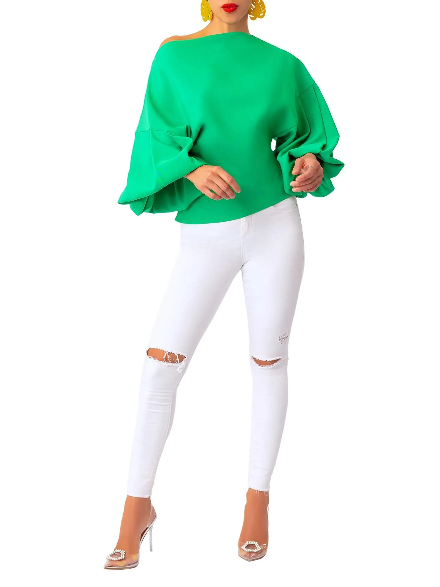 “Kóre” Jade Billow Sleeve Top
