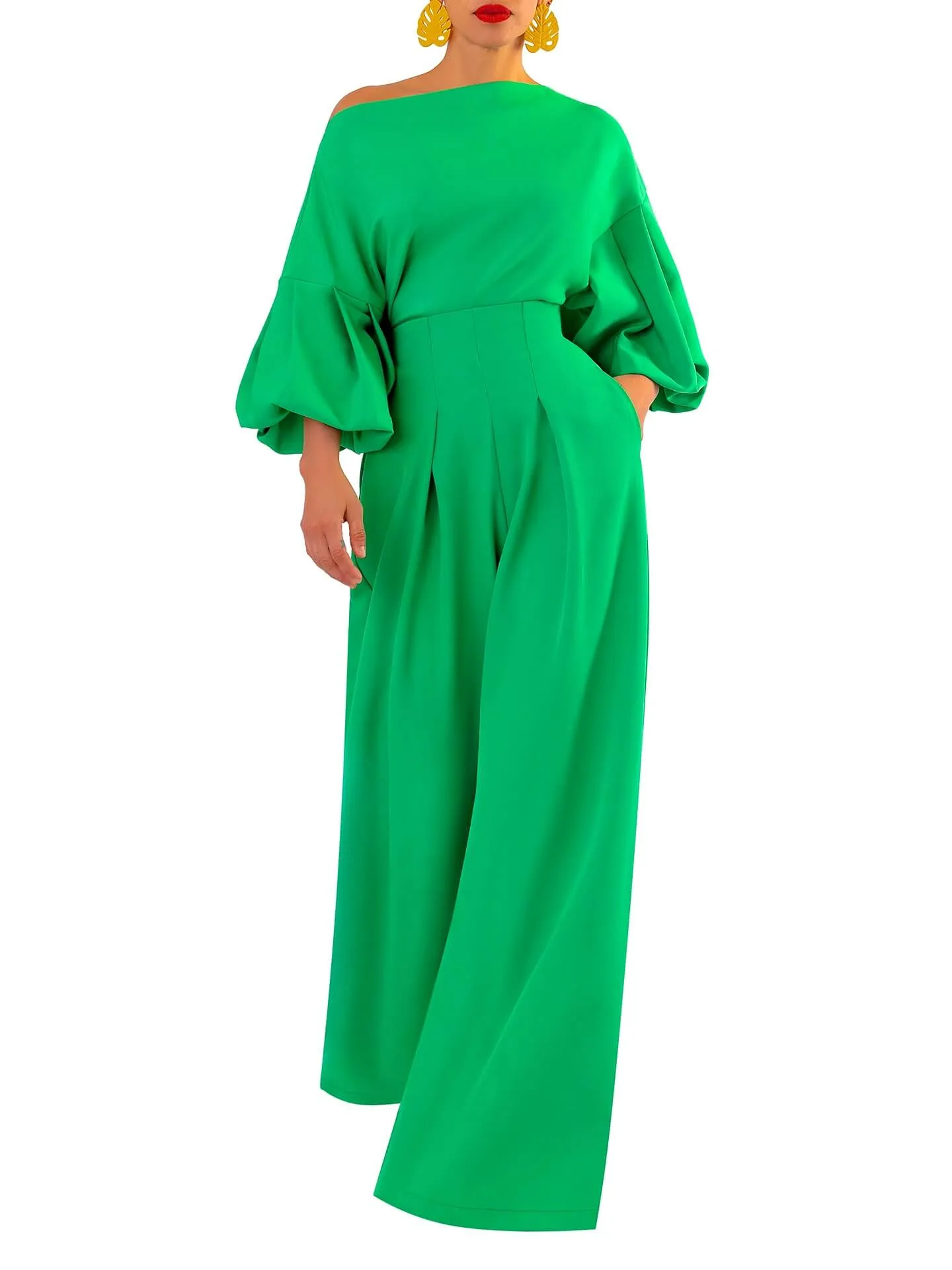 “Kóre” Jade Billow Sleeve Top