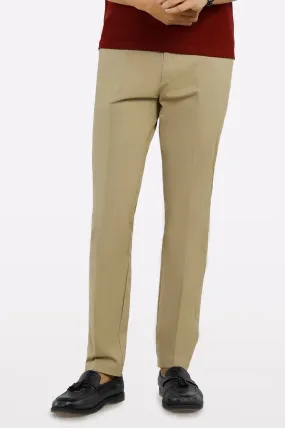 Light Khaki Regular Fit Cotton Trouser