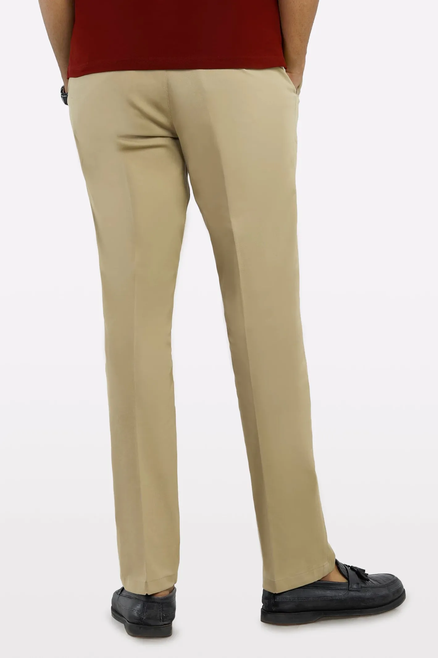 Light Khaki Regular Fit Cotton Trouser