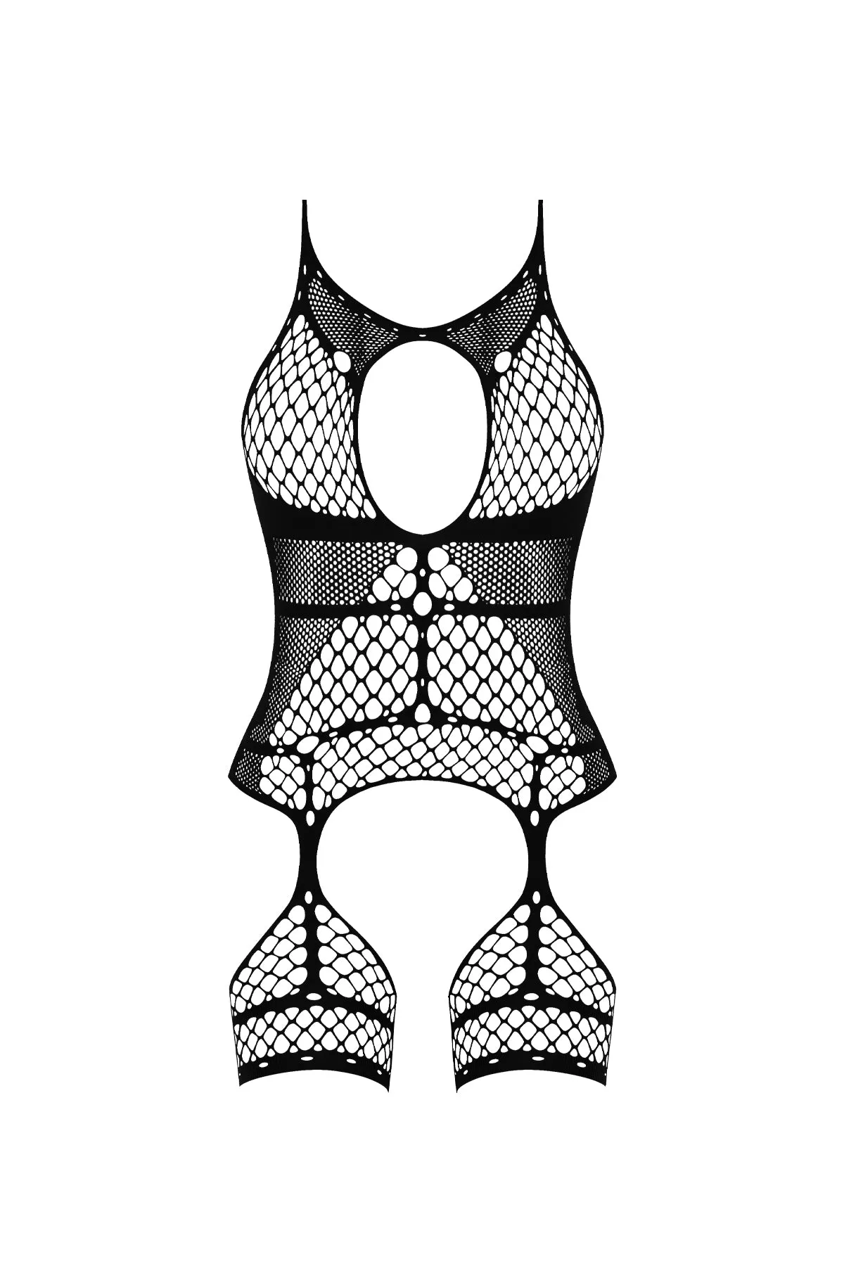 Magic Silk Seamless Halter Merrywidow with Thigh Cuffs Black OS