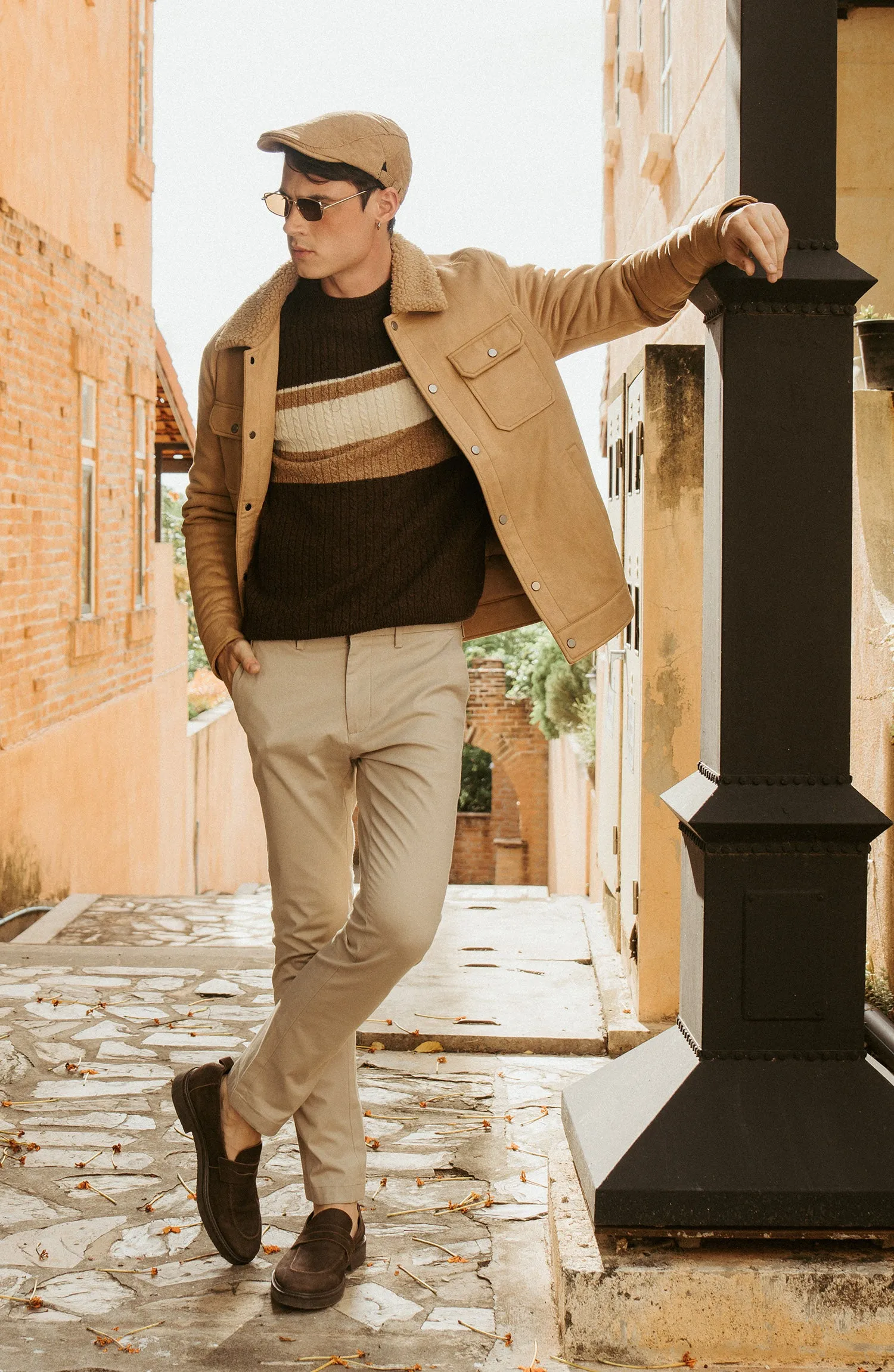 SHERPA-COLLARED SUEDE JACKET